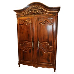 Carved Walnut Louis XV French Provincial Style Armoire Tv Center circa 1970 