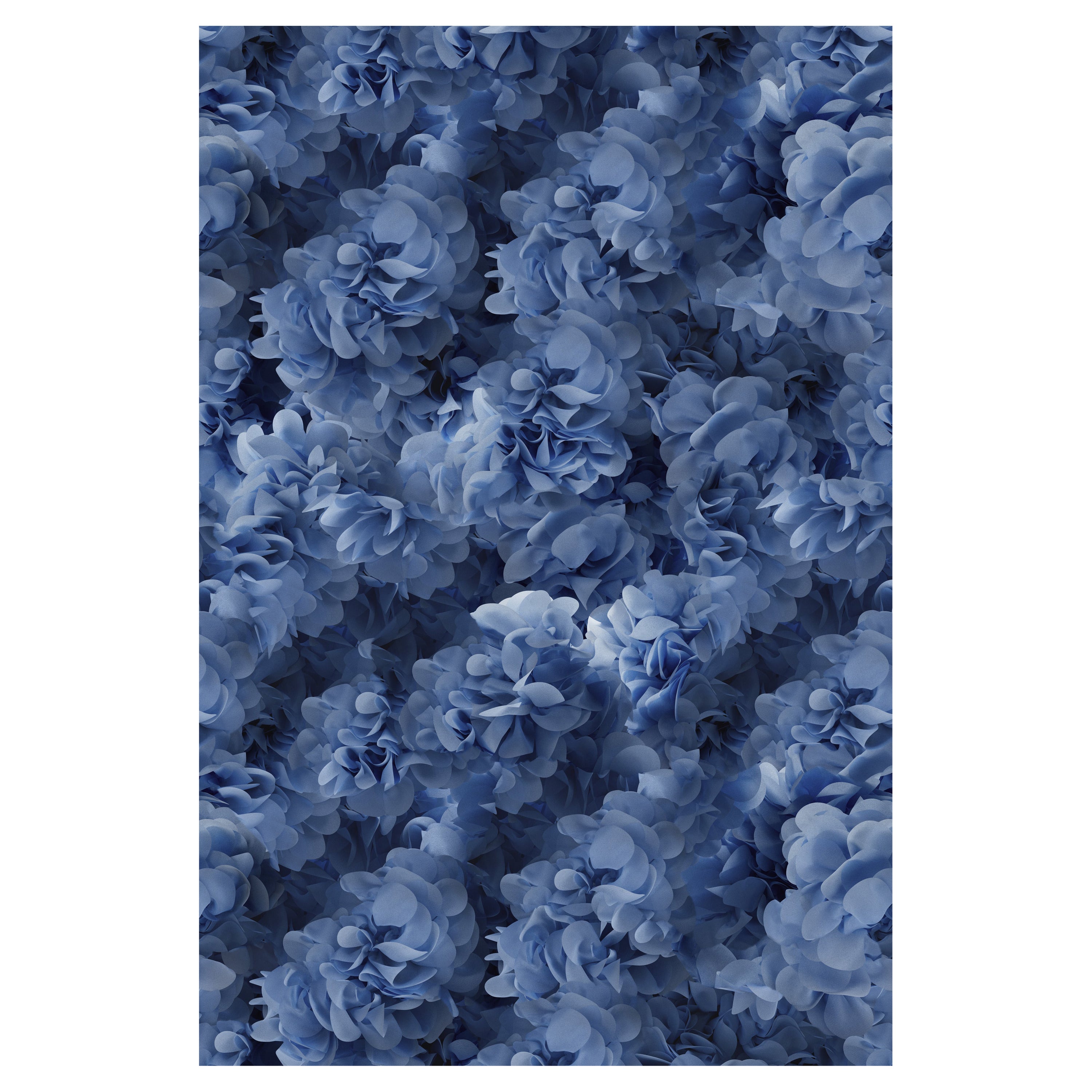 Moooi Small Hortensia Blue Rectangle Rug in Wool with Blind Hem Finish For Sale