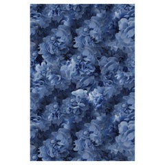 Moooi Small Hortensia Blue Rectangle Rug in Wool with Blind Hem Finish