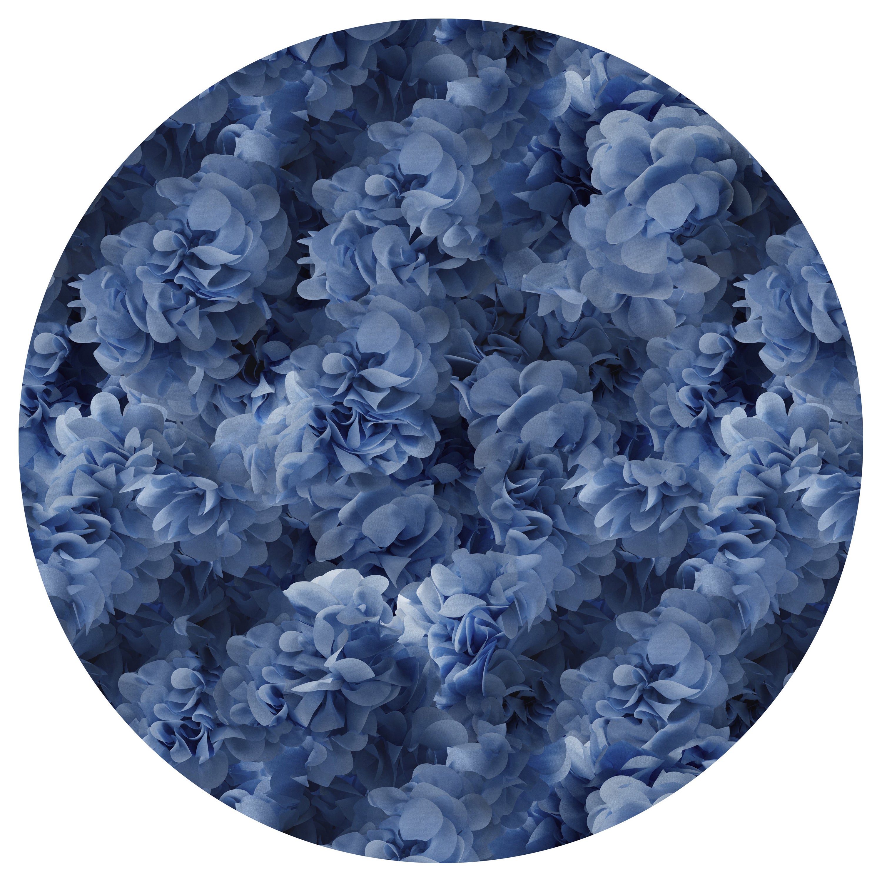 Tappeto Moooi Small Hortensia Blu Rotondo in Poliammide a Basso Velo di Andrés Reisinger in vendita