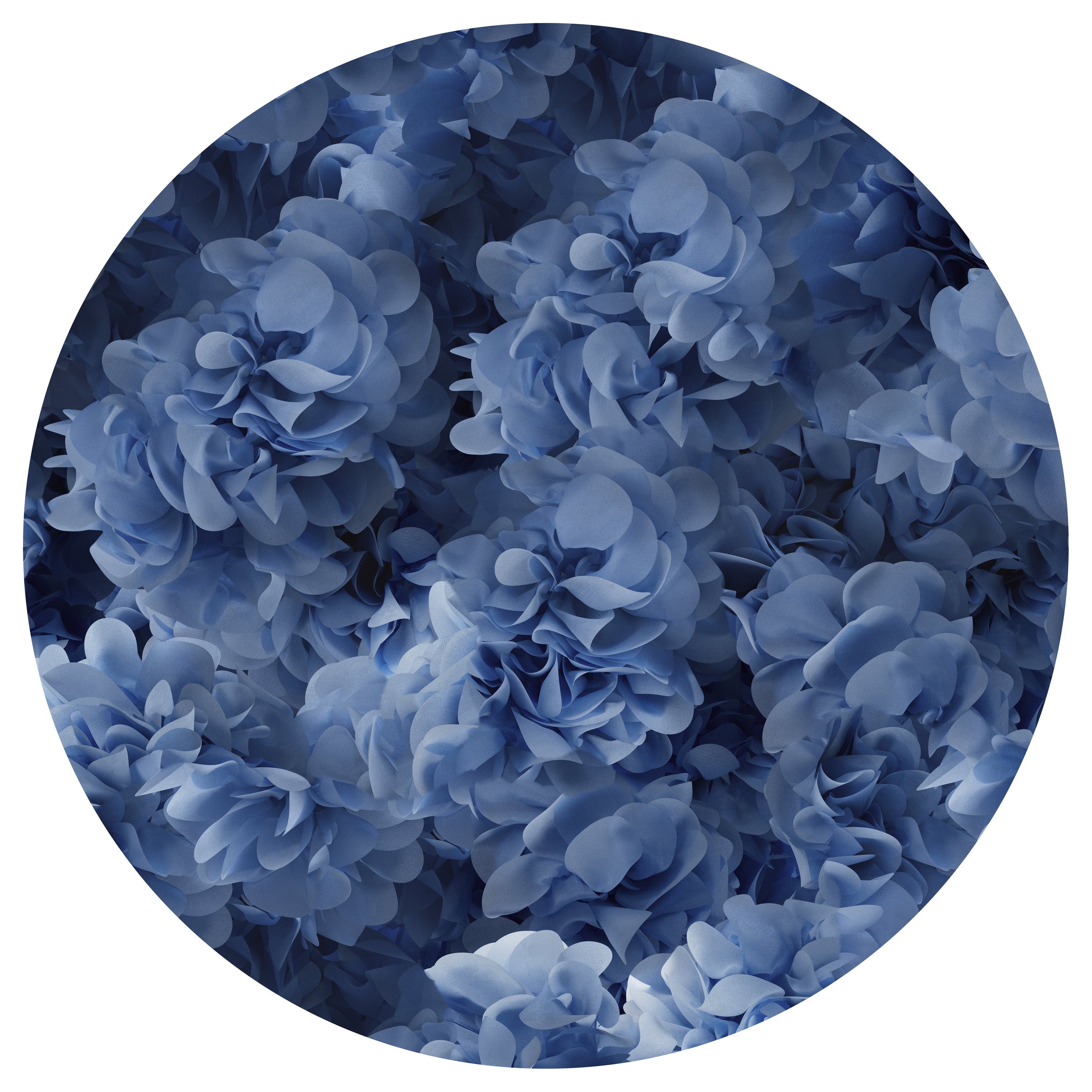 Großer blauer, runder Hortensien-Teppich aus hochflorigem Polyamide von Andrs Reisinger, Moooi
