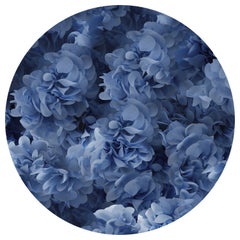 Moooi Large Hortensia Blue Round Rug in Wool with Blind Hem Finish