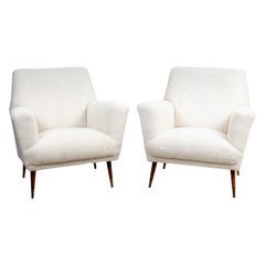 Mid-Century Pair of Italian Chairs in Lamb Shearling