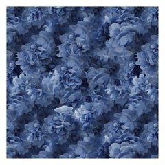 Moooi Small Hortensia Blue Square Rug in Wool with Blind Hem Finish