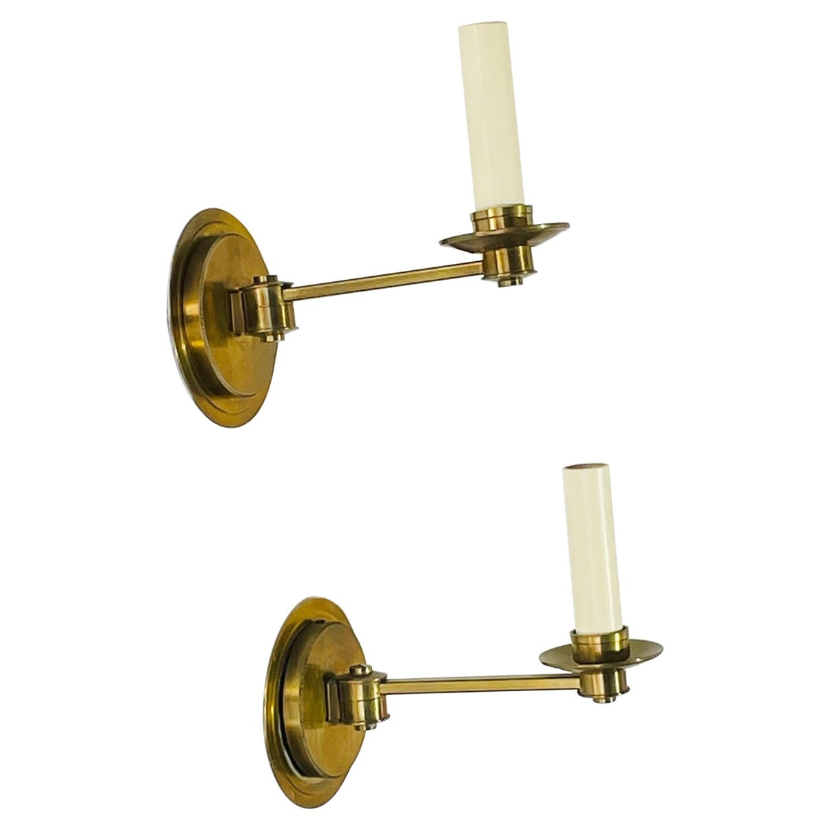 Pair of Cromer Swing Arm Brass Sconces by Vaughan Designs
