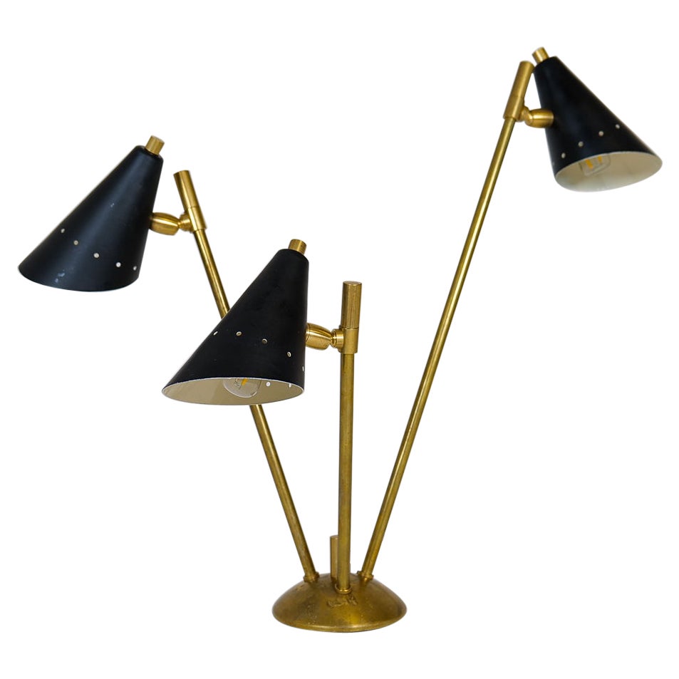 Sculpture Italian Modern Table Lamp Brass and Metal, Stilnovo Style For Sale