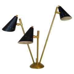 Retro Sculpture Italian Modern Table Lamp Brass and Metal, Stilnovo Style