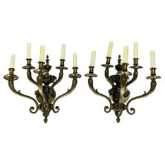 Pair of Neoclassical Style Wall Sconces in Solid Bronze