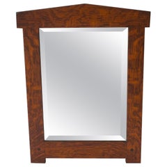 Vintage Wood Framed Wall Mirror with Beveled Glass 