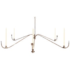 19th Century American Six-Arm Wrought-Iron Chandelier