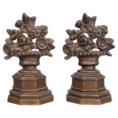 Antique French Bronze Flower Bouquet Bookends