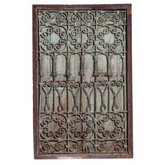 Weathered Moroccan Wood & Iron Antique Window with Shutters 