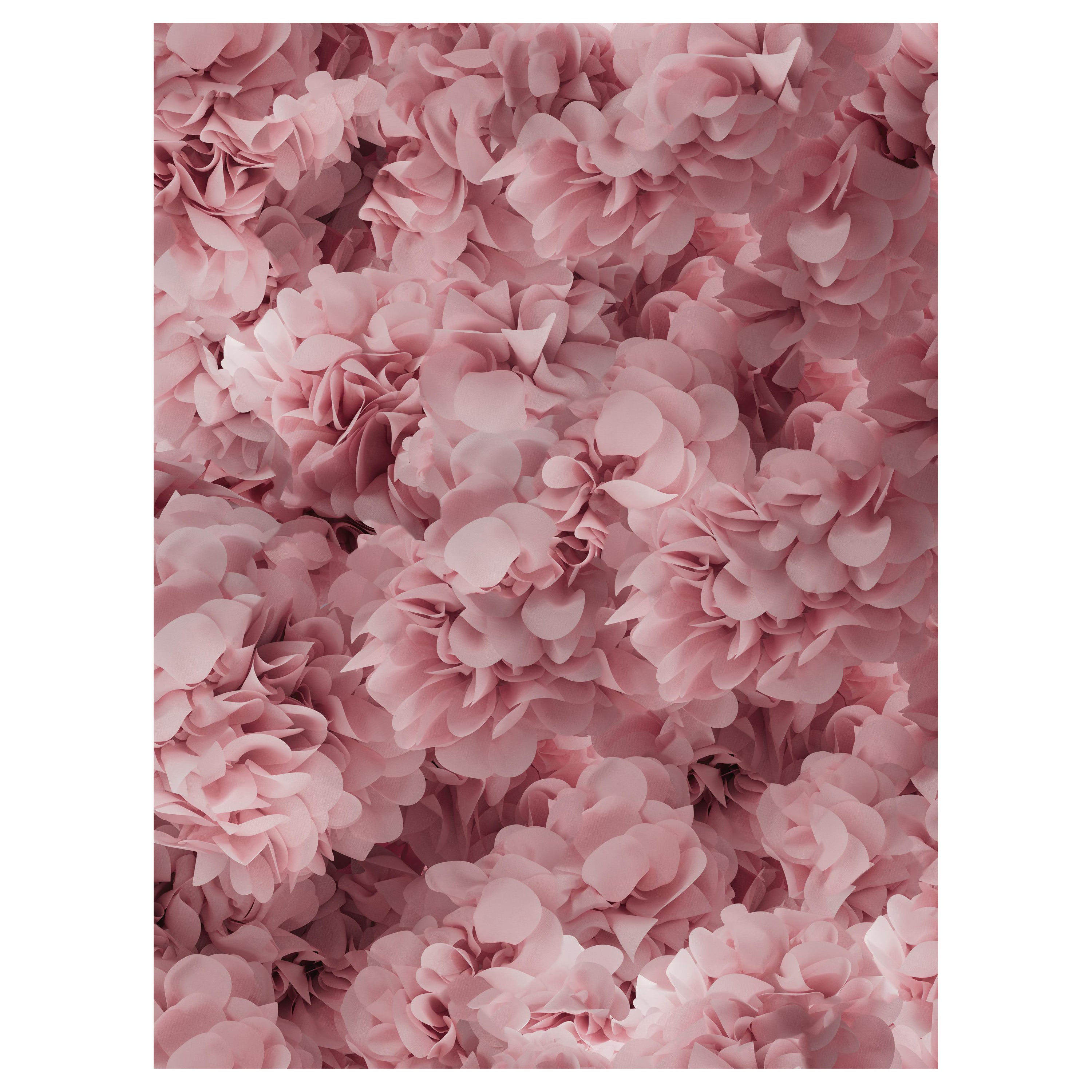 Moooi - Grand tapis rectangulaire rose Hortensia en laine avec finition ourlet aveugle