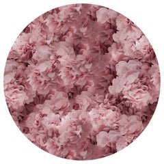 Petit tapis rond Moooi Hortensia rose en laine avec finition à ourlet aveugle
