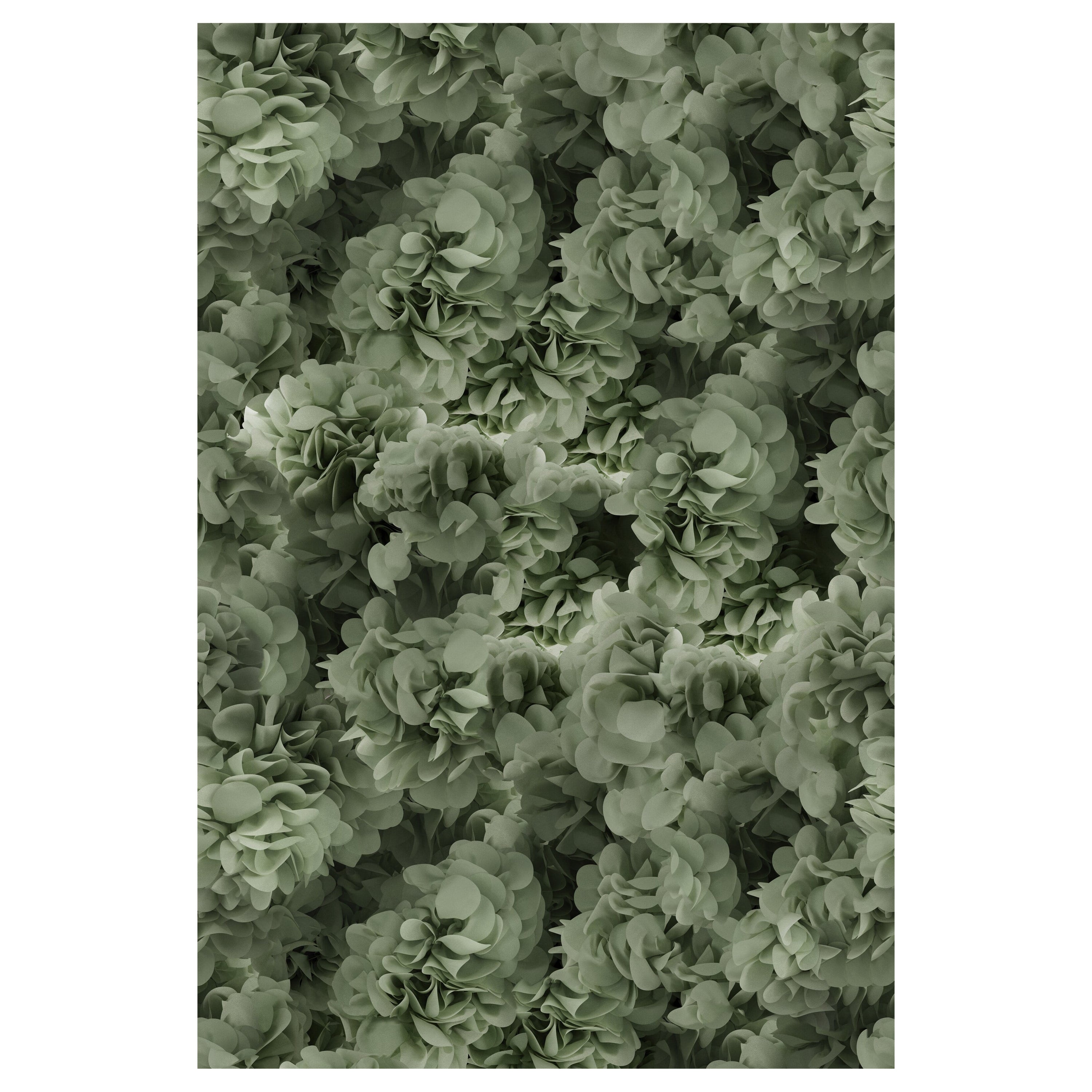 Moooi Small Hortensia Green Rectangle Rug in Low Pile Polyamide For Sale