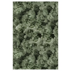 Kleiner rechteckiger Hortensia-Teppich in Grün aus Polyamide mit niedrigem Flor