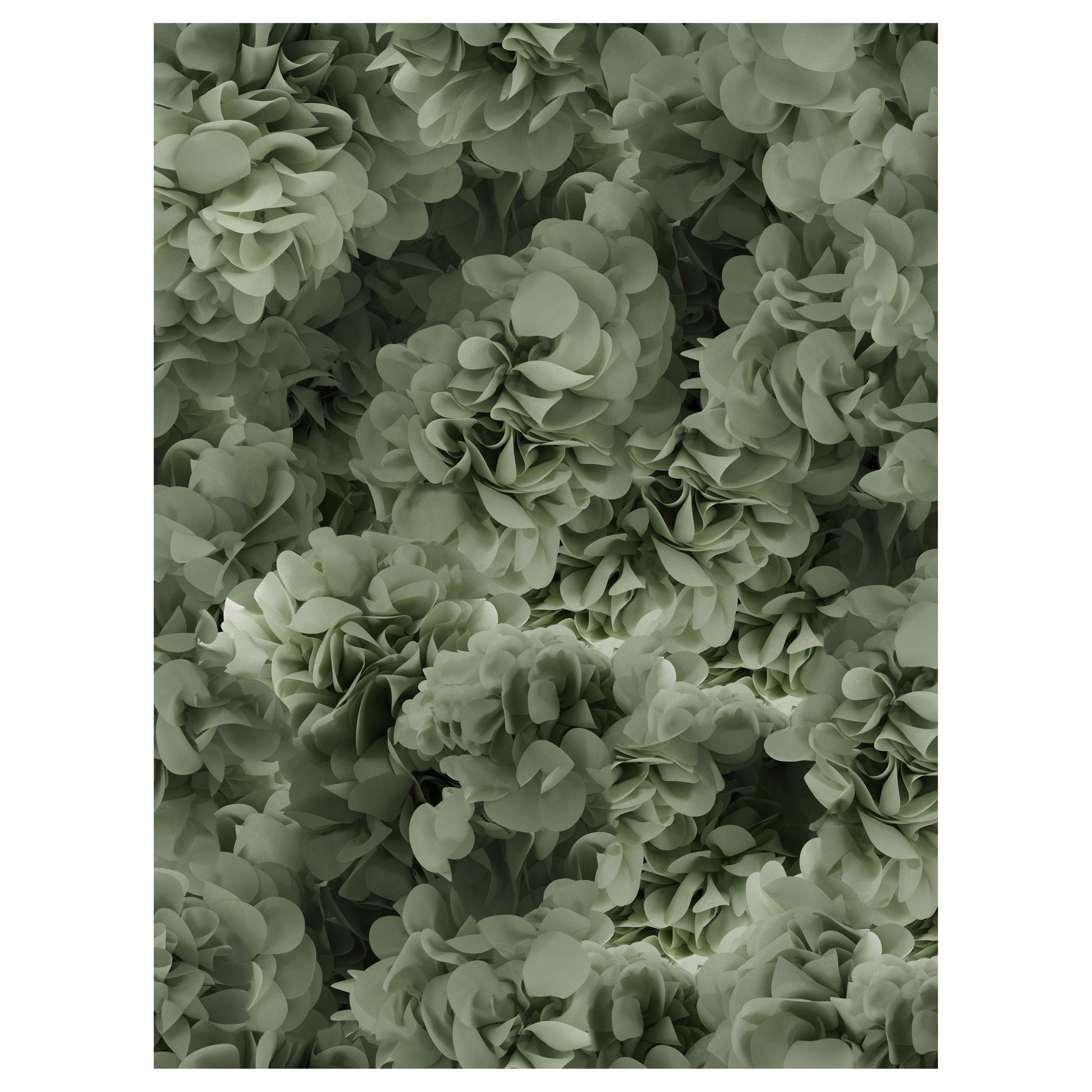 Moooi Large Hortensia Green Rectangle Rug in Low Pile Polyamide For Sale