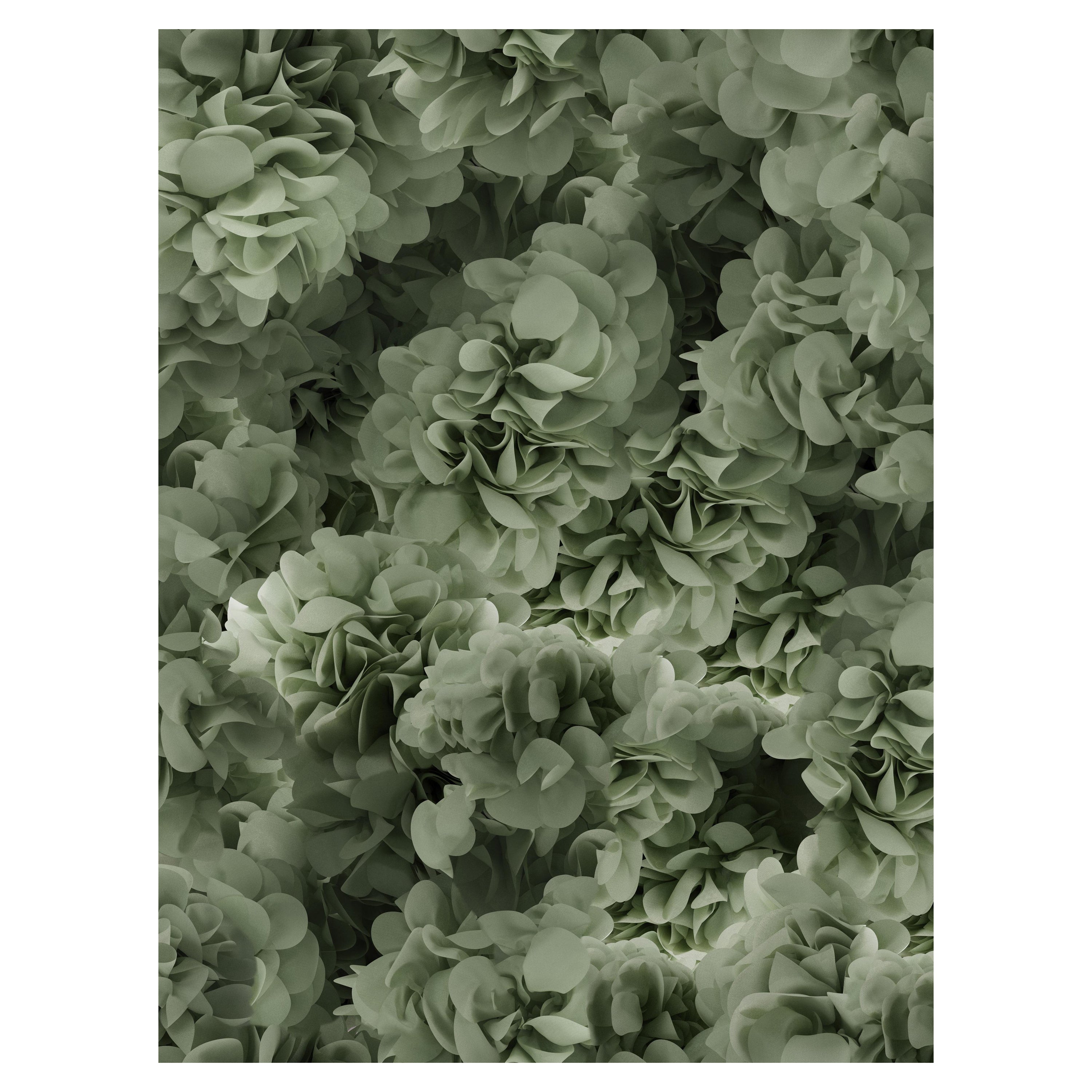 Moooi Large Hortensia Green Rectangle Rug in Soft Yarn Polyamide