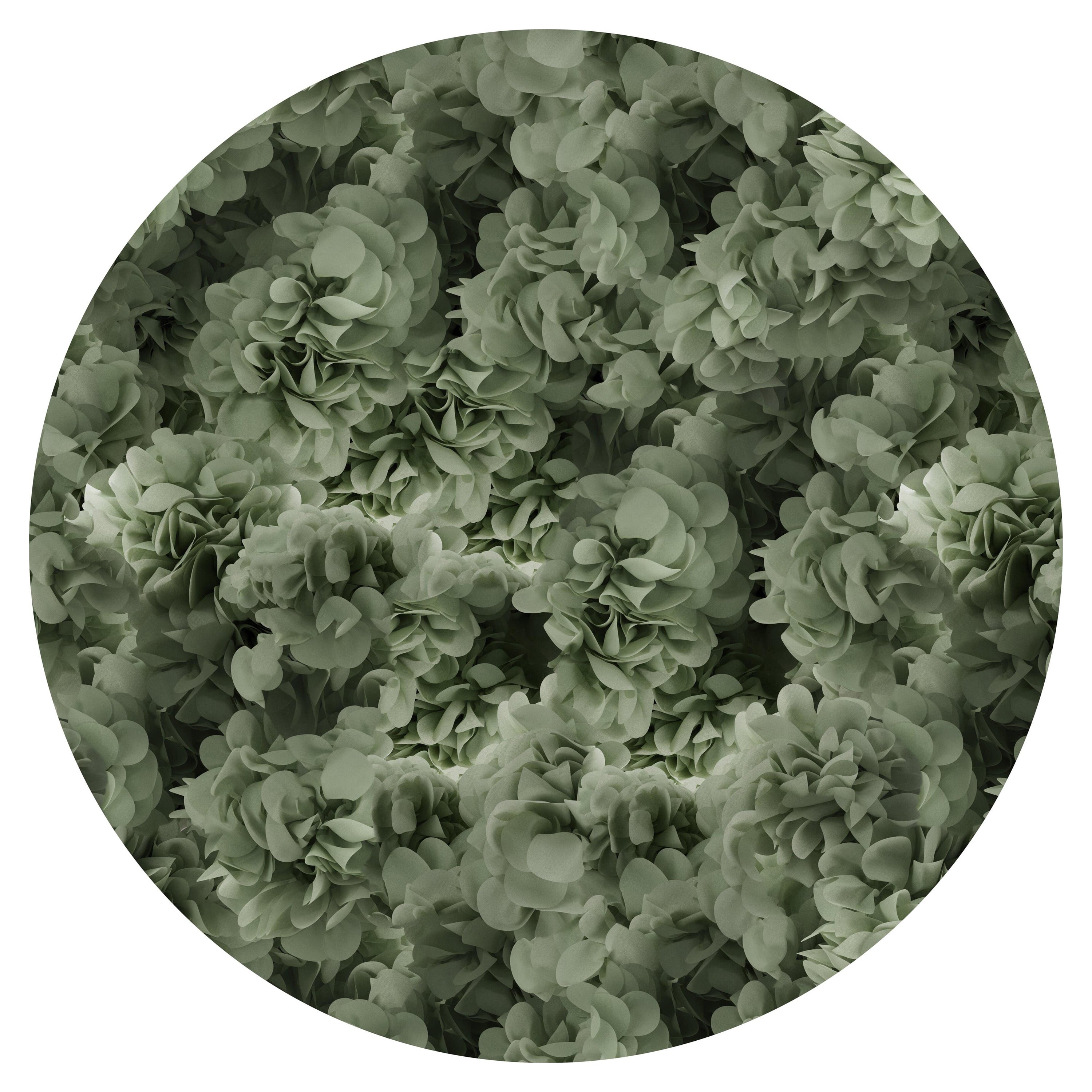 Petit tapis rond Moooi vert hortensia en polyamide à poils bas d'Andrés Reisinger