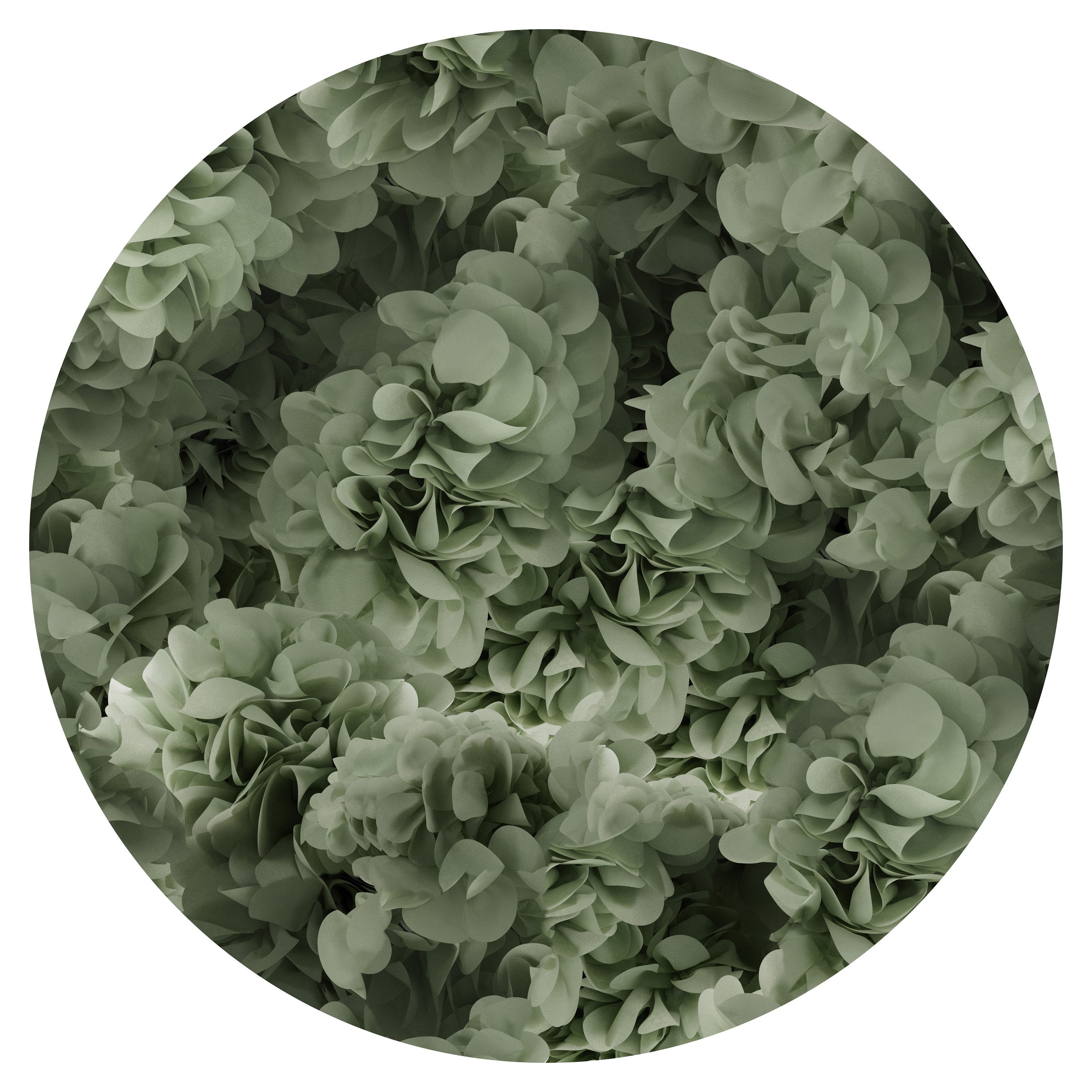 Grand tapis rond Moooi vert hortensia en polyamide à poils bas d'Andrés Reisinger