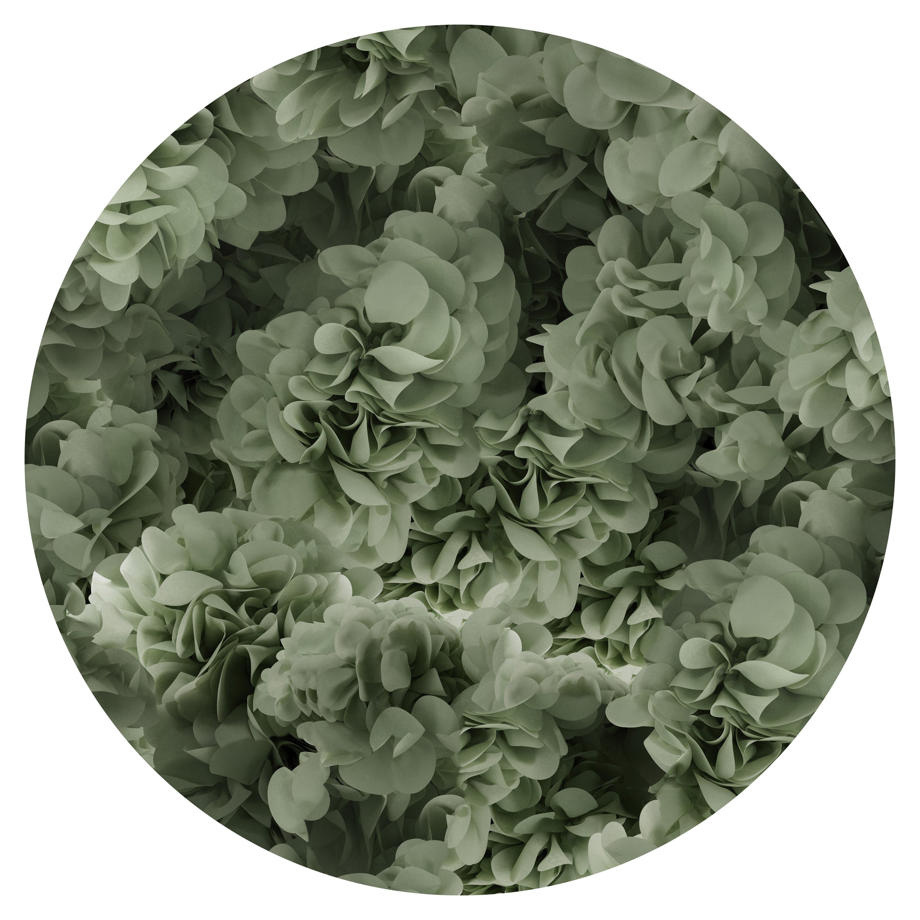 Moooi Large Hortensia Green Round Rug in Wool with Blind Hem Finish For Sale