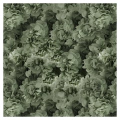 Moooi Small Hortensia Green Square Rug in Wool with Blind Hem Finish
