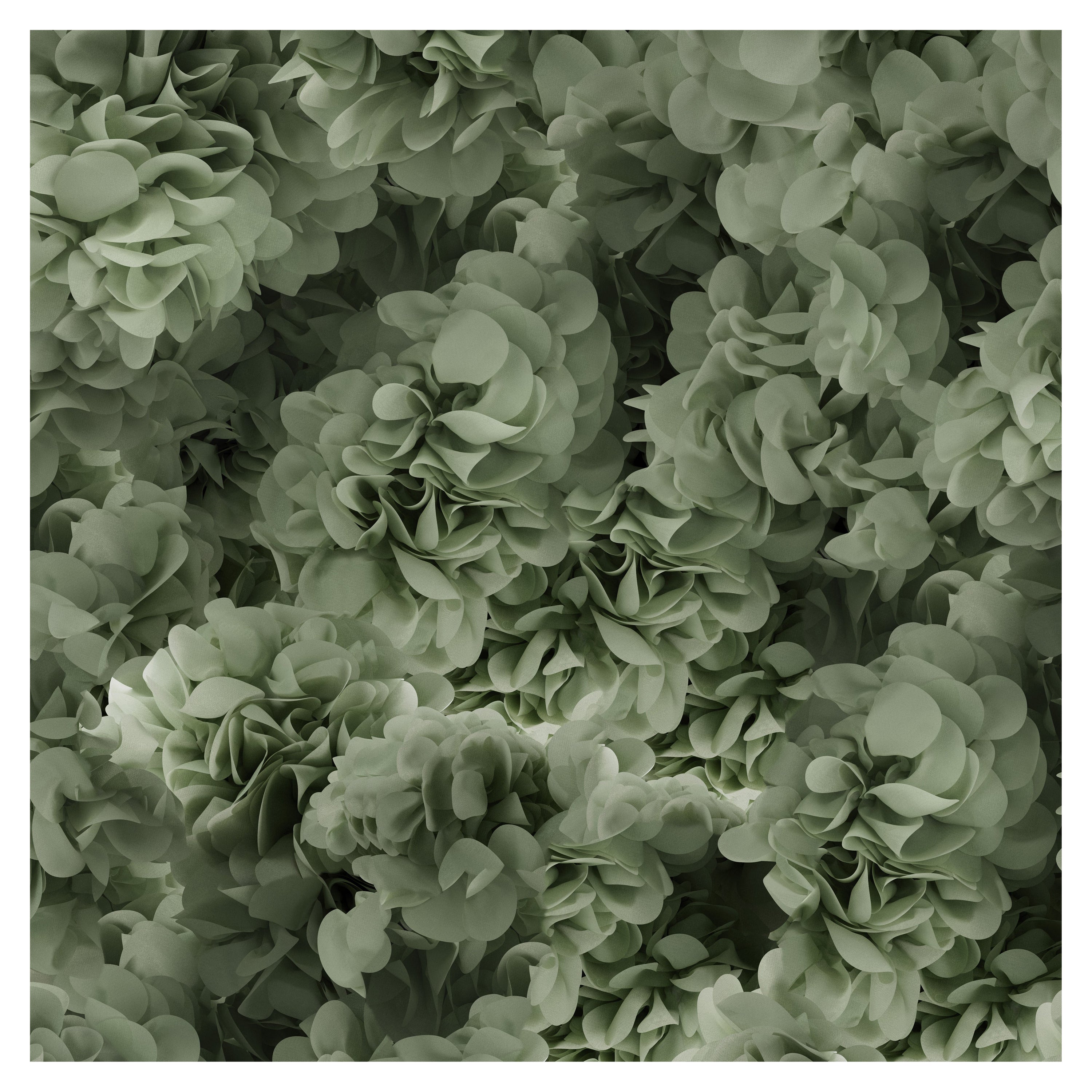 Moooi Large Hortensia Green Square Rug in Soft Yarn Polyamide, Andrés Reisinger For Sale