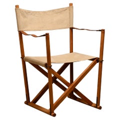 Mogens Koch MK16 Folding Chair in Beech Wood and Canvas for Interna, Denmark