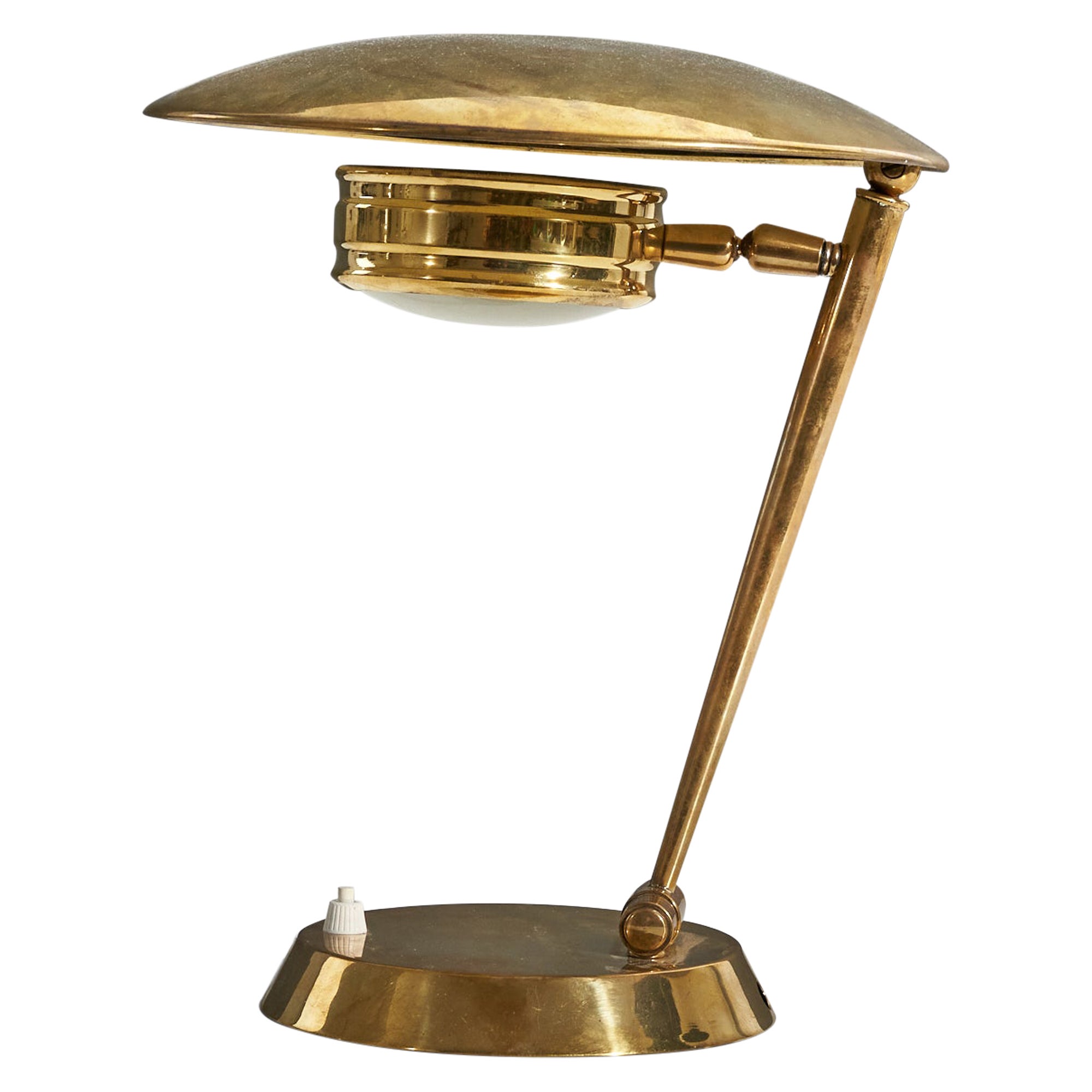 Créateur italien, lampe de bureau, laiton, Italie, années 1940