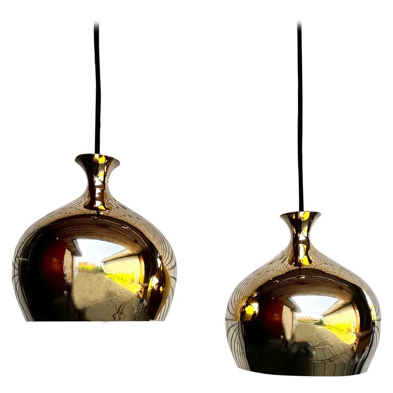 Pair of "Onion" Pendants by Helge Zimdal for Falkenbergs Belysning For Sale