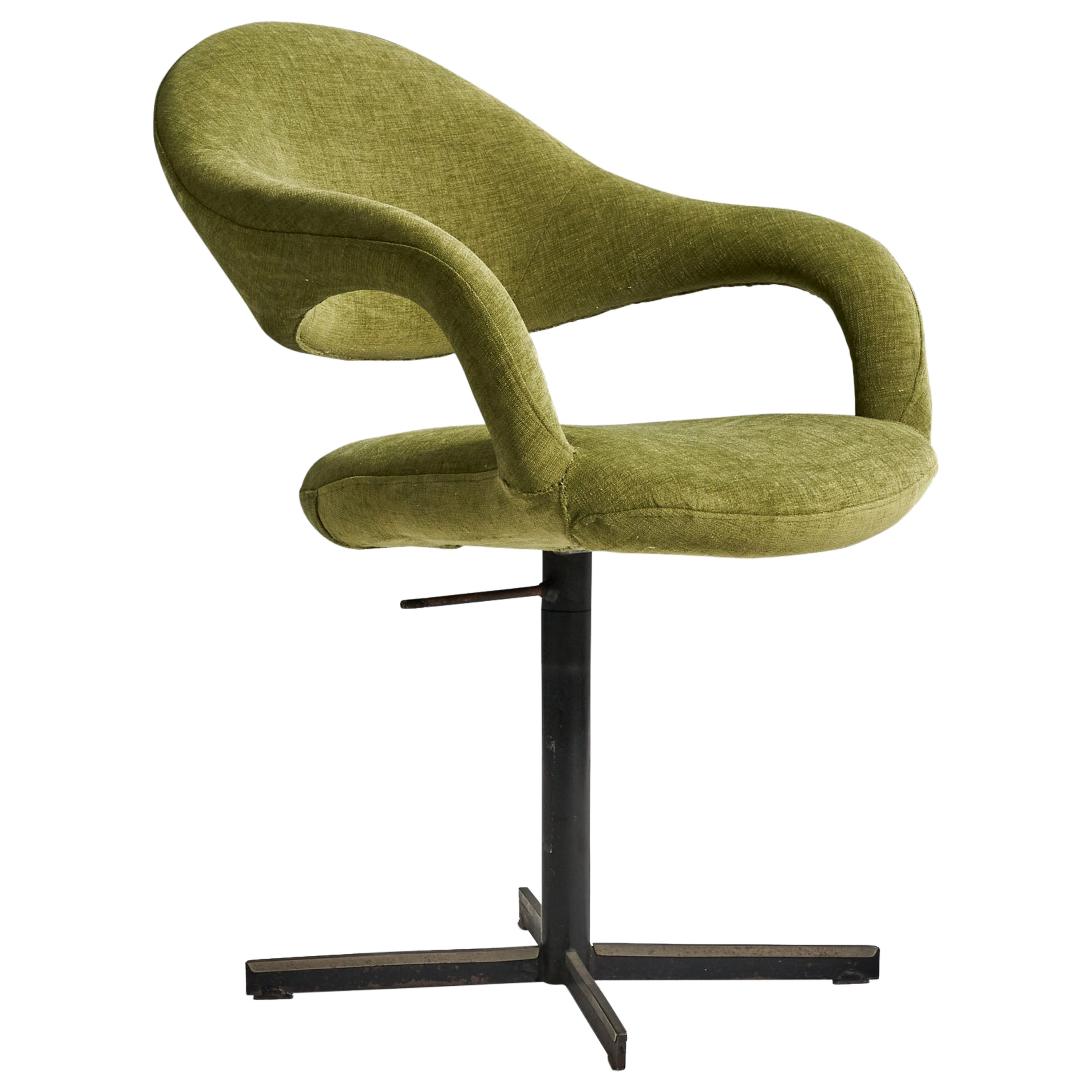 Gastone Rinaldi, Chair, Green Cotton, Metal, RIMA, Italy, 1950s