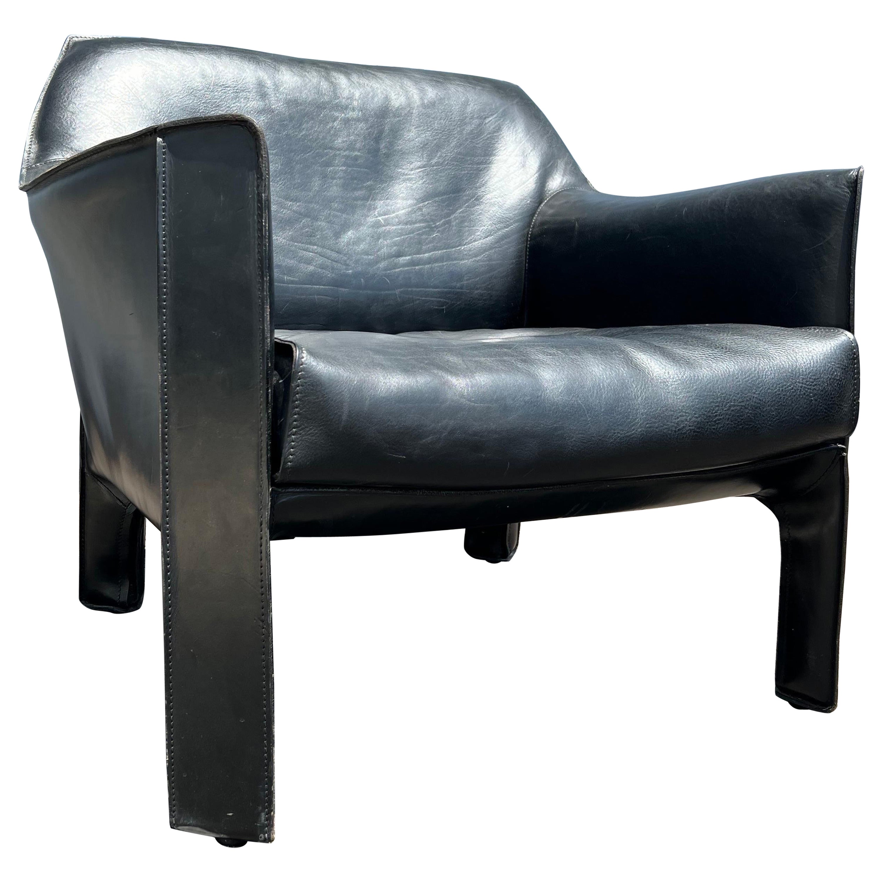 Vintage Mario Bellini for Cassina Cab 415 Leather Chair, Circa 1980s