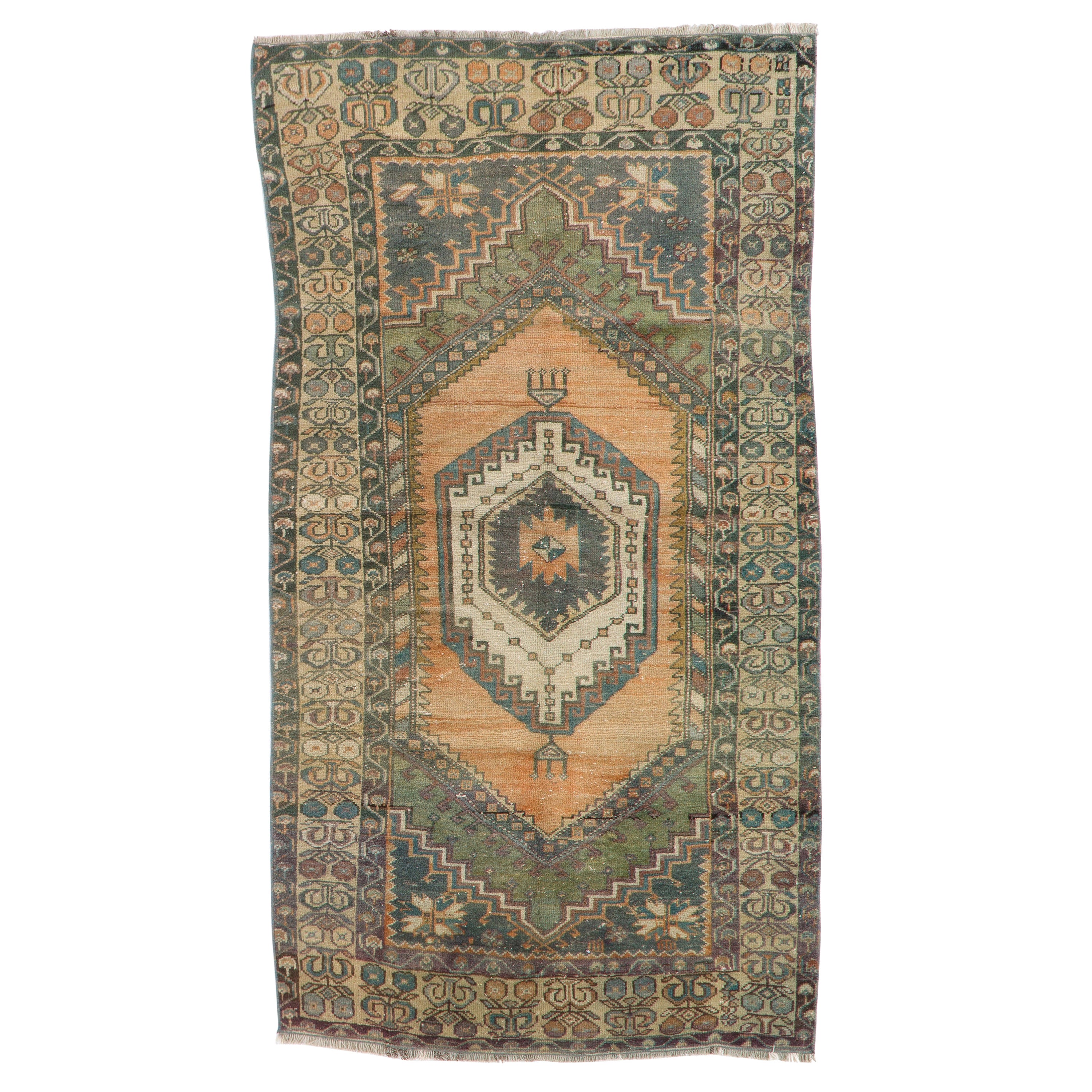 3.6x6.4 Ft Traditional Vintage Turkish Rug for Country Homes, Rustic & Tribal For Sale