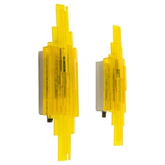 Retro Pair of Yellow Acrylic Wall Lamps by Claus Bolby for Cebo Industri, 1960's