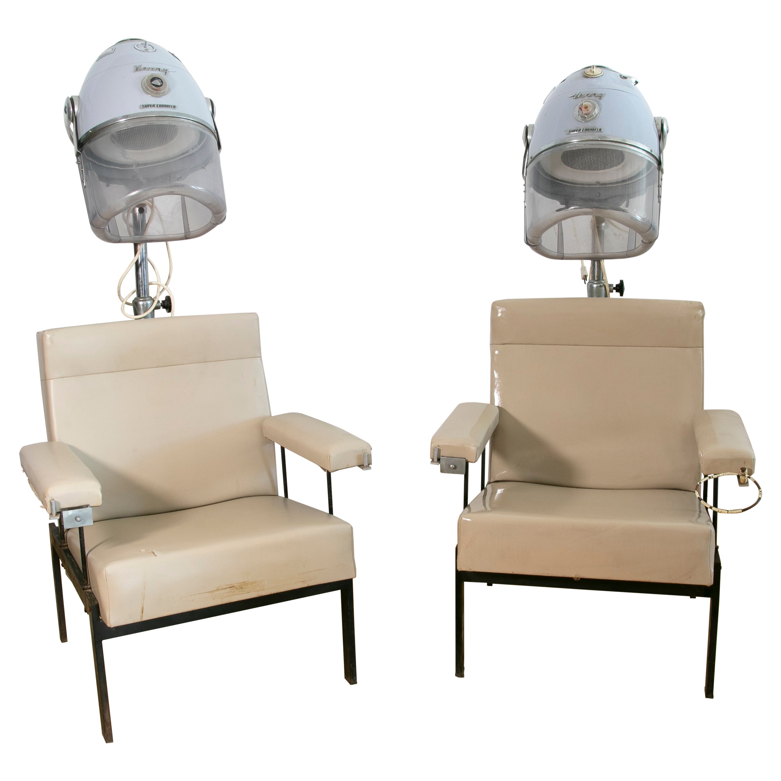Pair of Ladies Hairdressing Chairs with Original Machine, Henry C. Brand For Sale