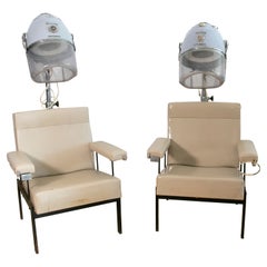 Retro Pair of Ladies Hairdressing Chairs with Original Machine, Henry C. Brand