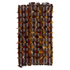5.2x9.2 Ft Banded Tribal Kilim Flat-Weave Rug Floor Covering with Wool Cotton