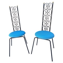 Pair of Used Arthur Umanoff Wrought Iron Chairs
