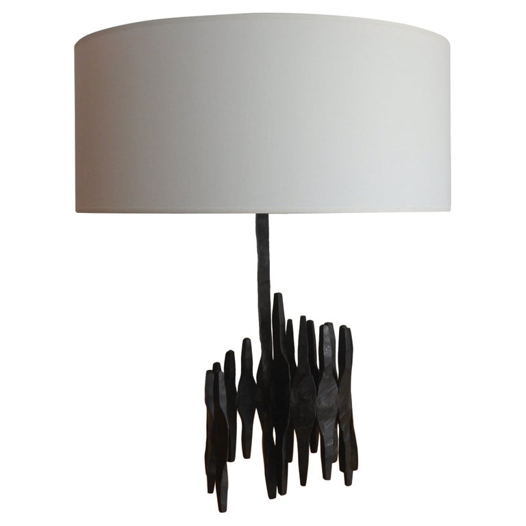 Brutalist Architectural Table Lamp in Wrought Iron, France 1960s For Sale  at 1stDibs