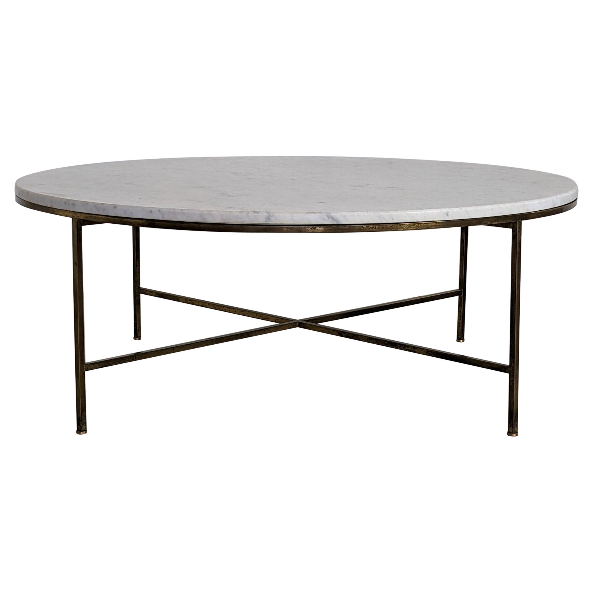 Paul McCobb & Calvin Furniture Round Coffee Table in Marble & Brass, 1950s
