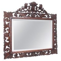 19th Century Antique Carved Oak Wall Mirror