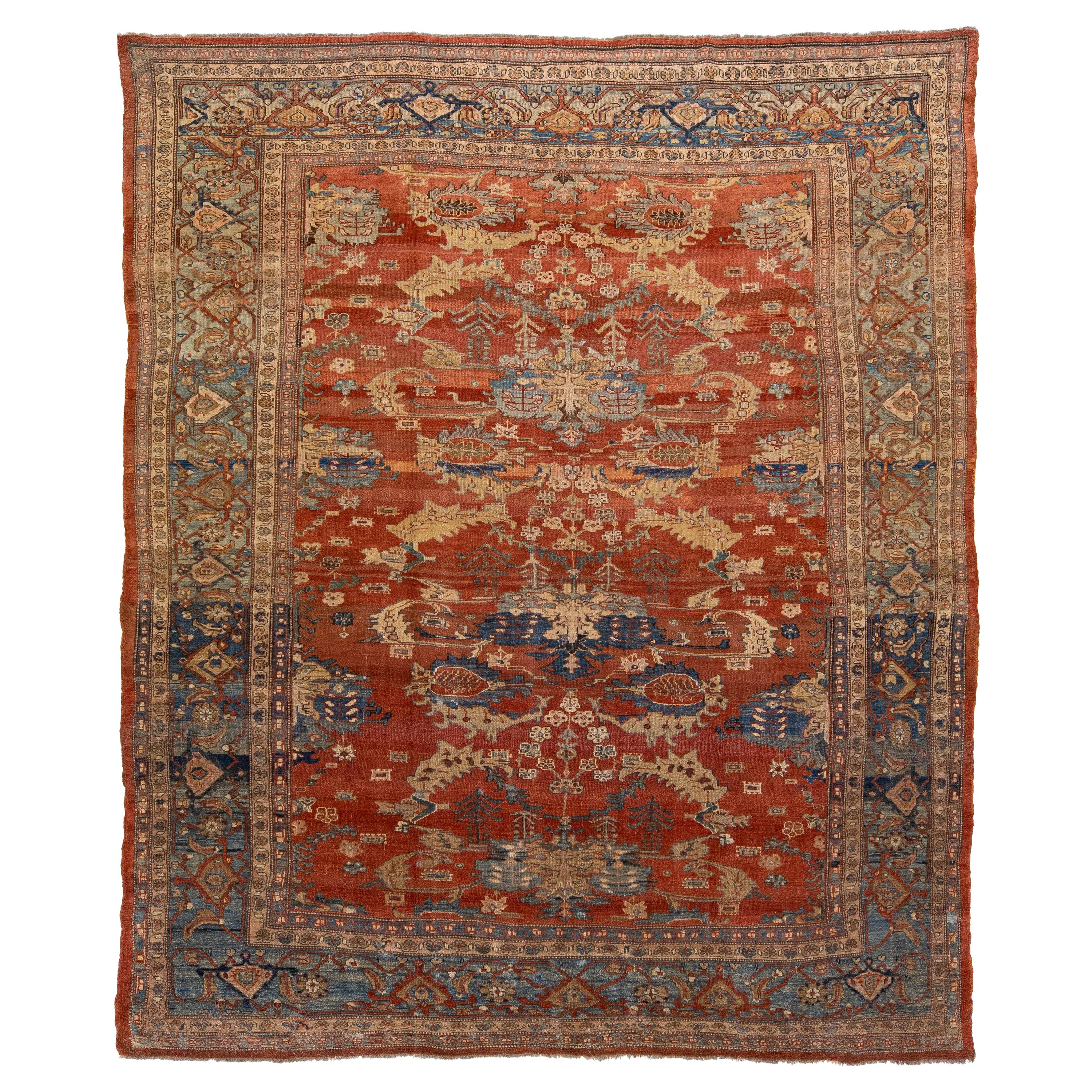 Vintage Persian Bakshaish Handmade Allover Designed Rust Wool Rug For Sale