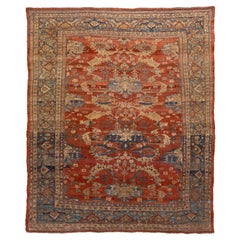 Vintage Persian Bakshaish Handmade Allover Designed Rust Wool Rug
