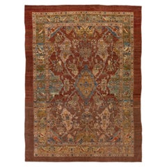 Tapis persan Bakshaish vintage en laine orange-ruste fait à la main avec motif tribal