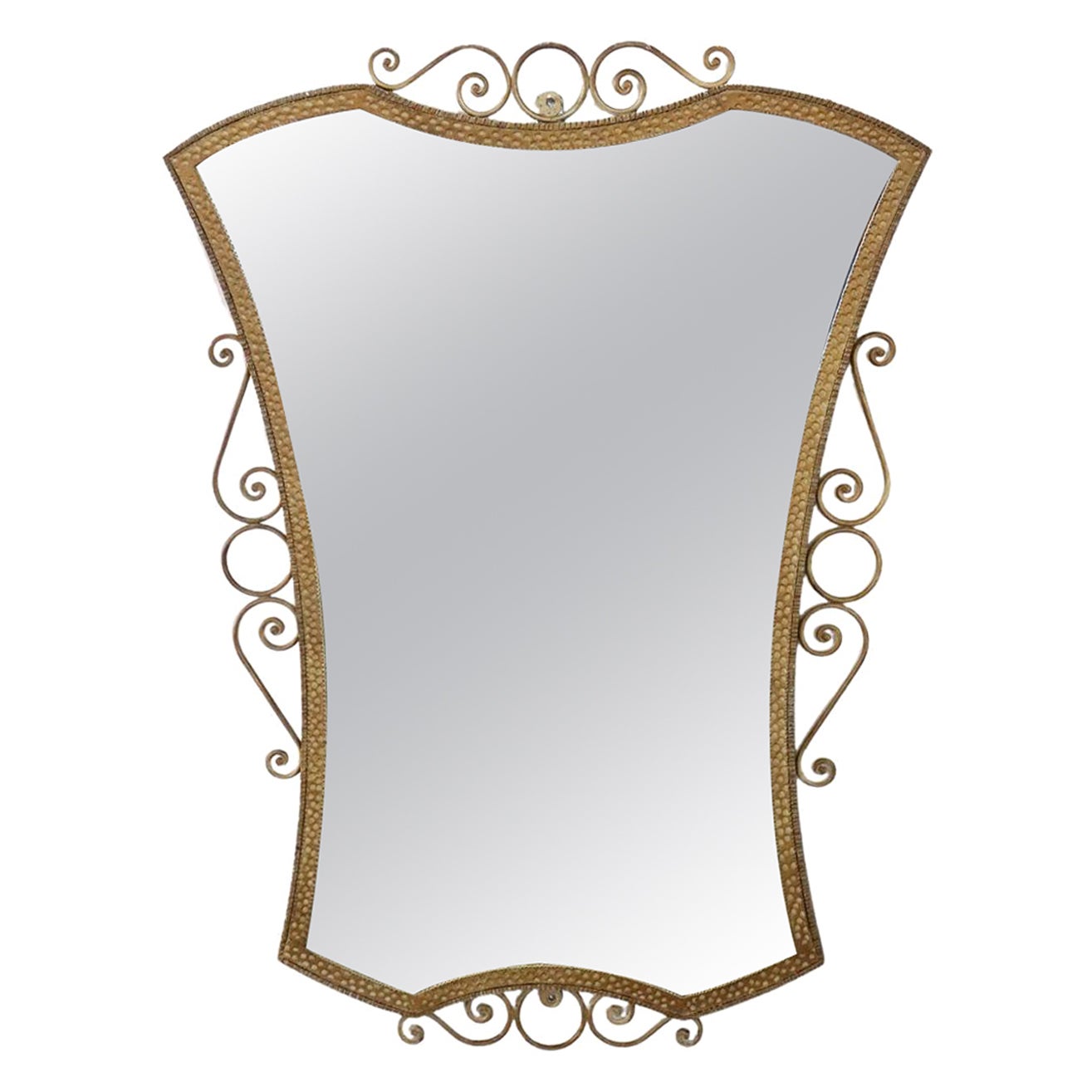 20th Century Vintage Italian Gilded Iron Wall Mirror For Sale