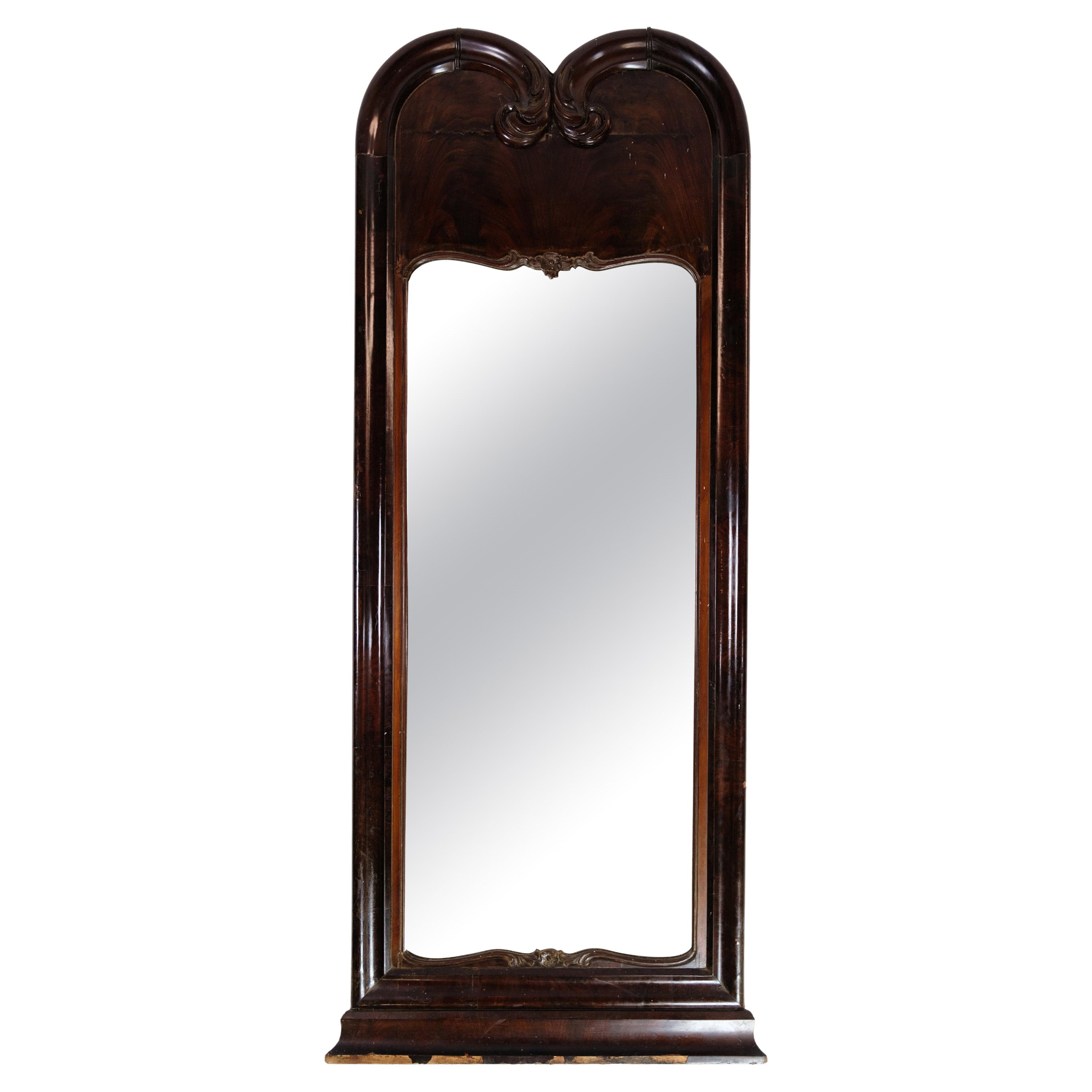 Antique Mirror With Frame Made In Mahogany, Denmark From 1840s