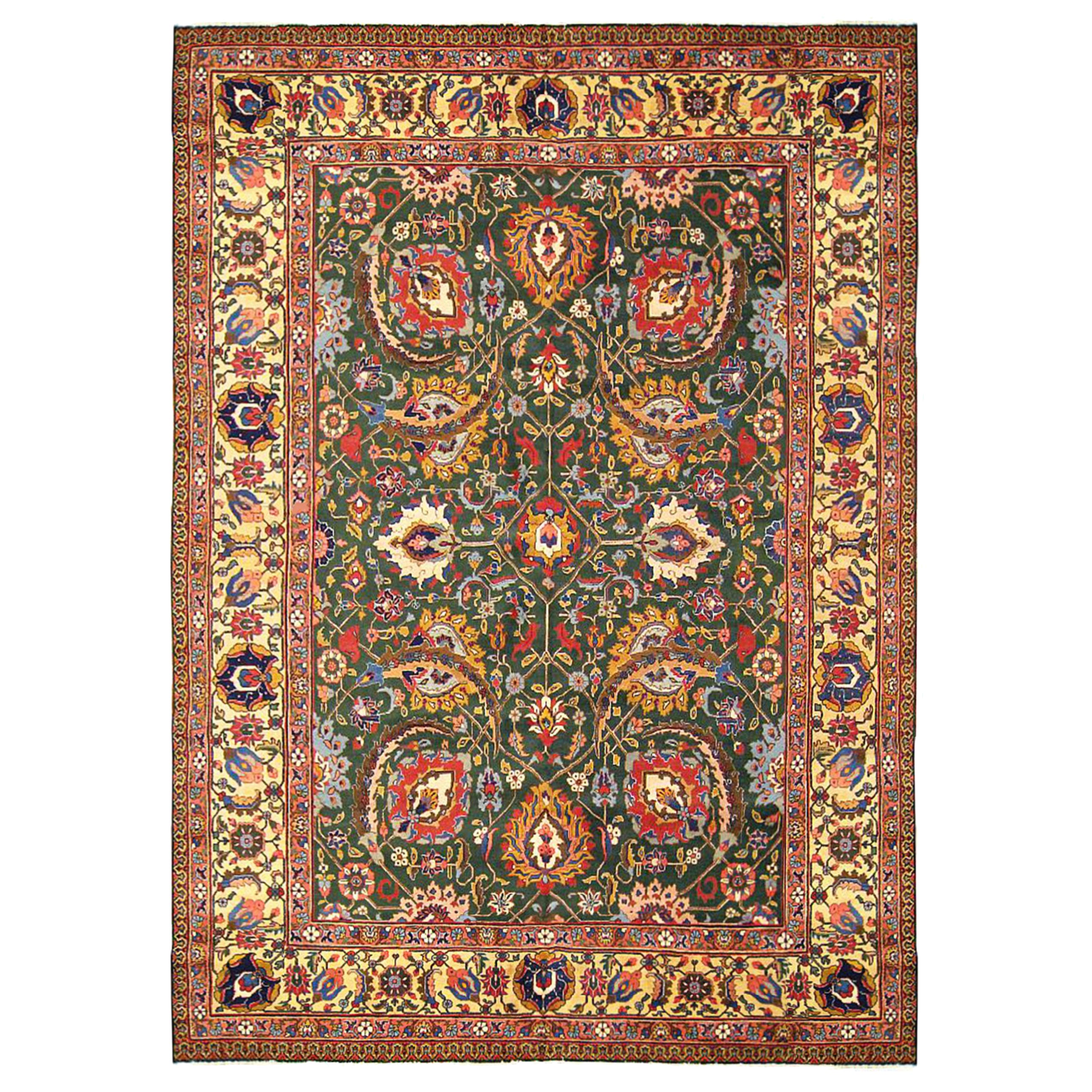 Antique Persian Tabriz Oriental Carpet in Room Size with Palmettes For Sale