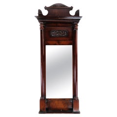 Late Empire Antique Mirror Made In Mahogany From 1840s