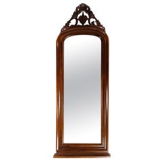 Antique Mirror in Mahogany Wood, Decorated with Carvings from Around the 1860s