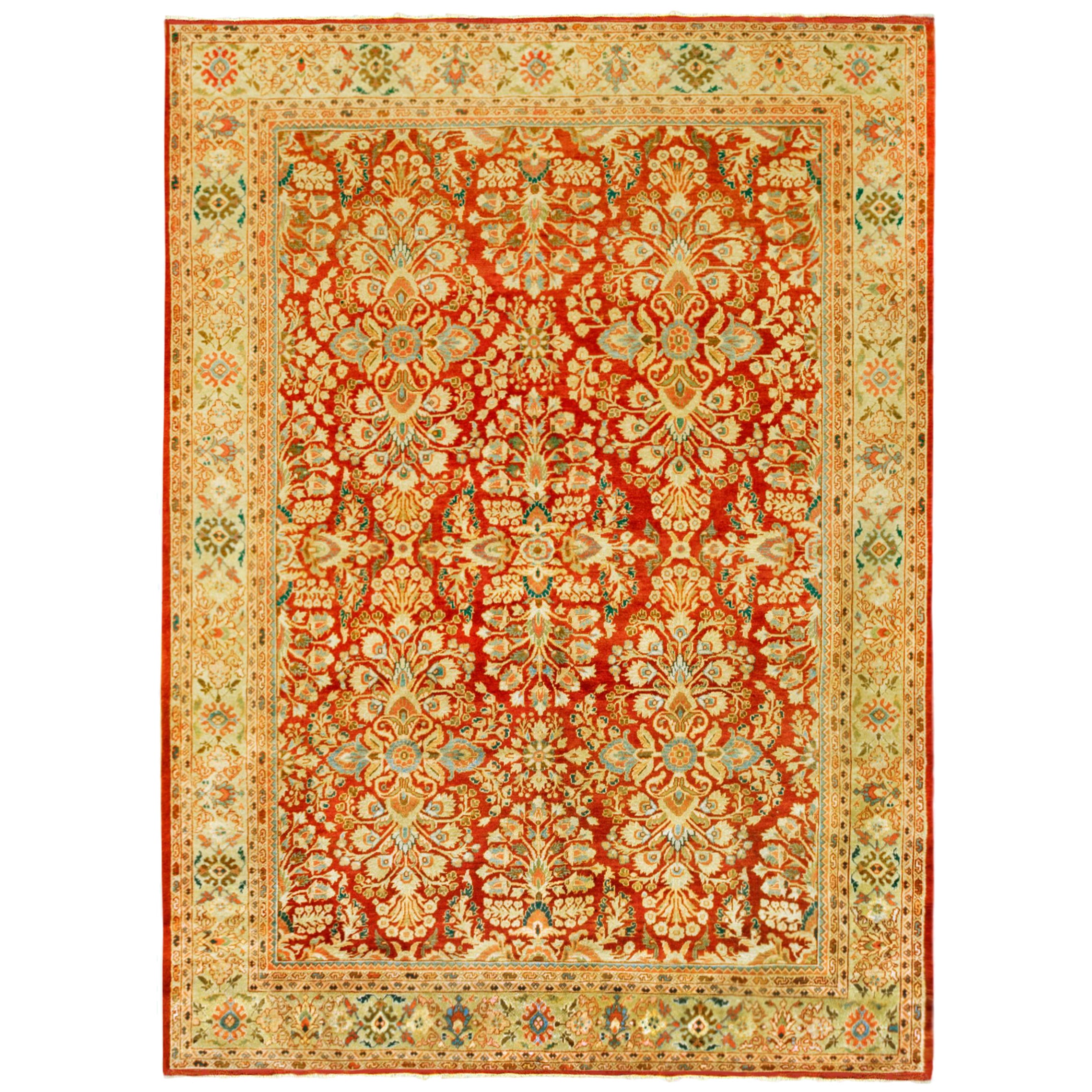 Antique Persian Sultanabad Oriental Carpet, Room Size, with Floral Elements